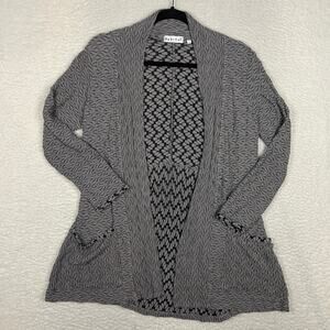 Habitat Sweater Womens Size S Lagenlook Cardigan Open Front Pockets Texture Gray